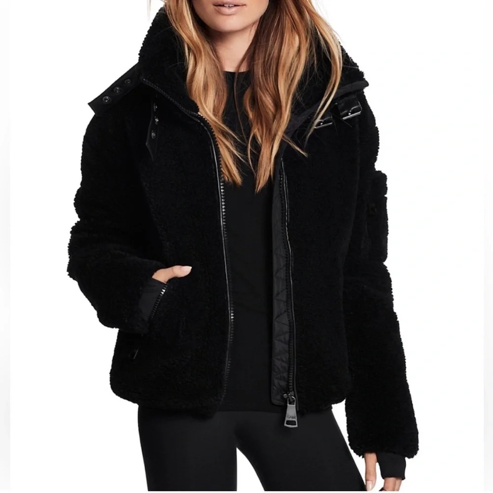 SAM New York Childrens Girls Black Sherpa Denver Fleece Coat Jacket Sz 14